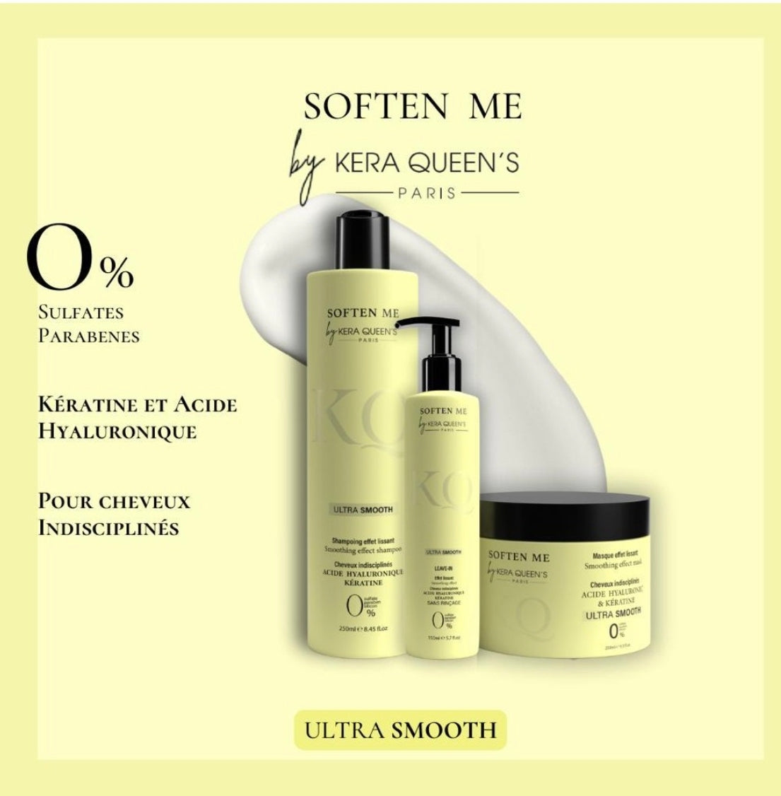 Kit Shampoing Masque Crème Sans sulfate Kera Queen's Ultra Smooth