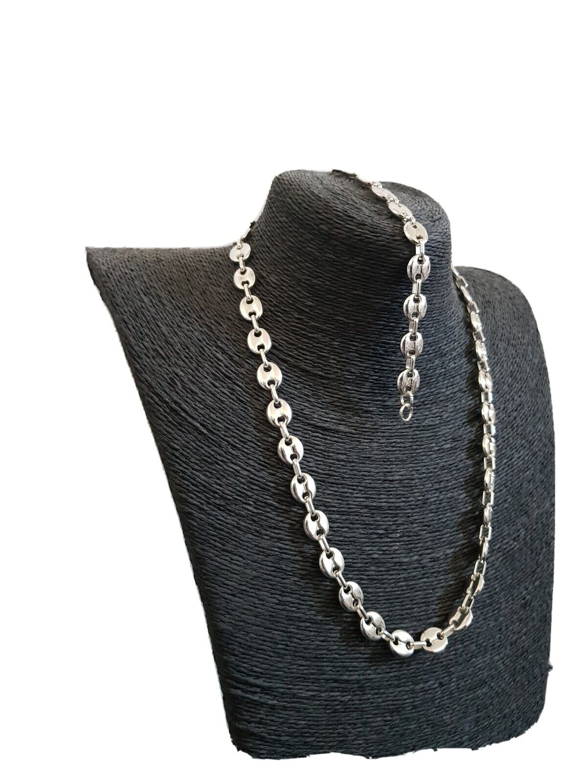 Parure Collier et Bracelet grain de café – Acier Inoxydable Argenté